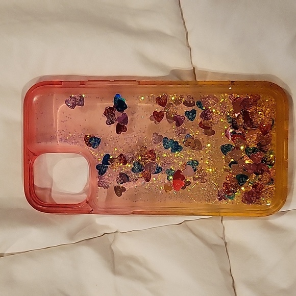 IPhone 12 mini case, clear pink with flowing sparkles - Picture 3 of 4